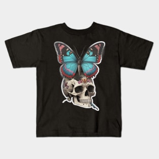 Butterfly skull art Kids T-Shirt